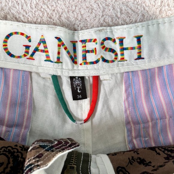Ganesh Mens White Linen Trouser Pants Size 34 Classic Summer Utility Preppy NWT - Picture 7 of 12